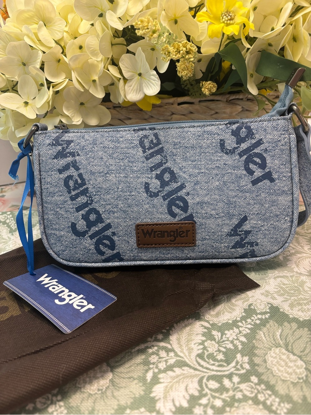 Wrangler Light Blue Denim Logo Crossbody Bag